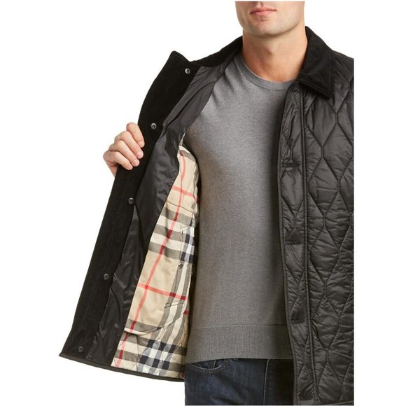 burberry corduroy collar quilted jacket